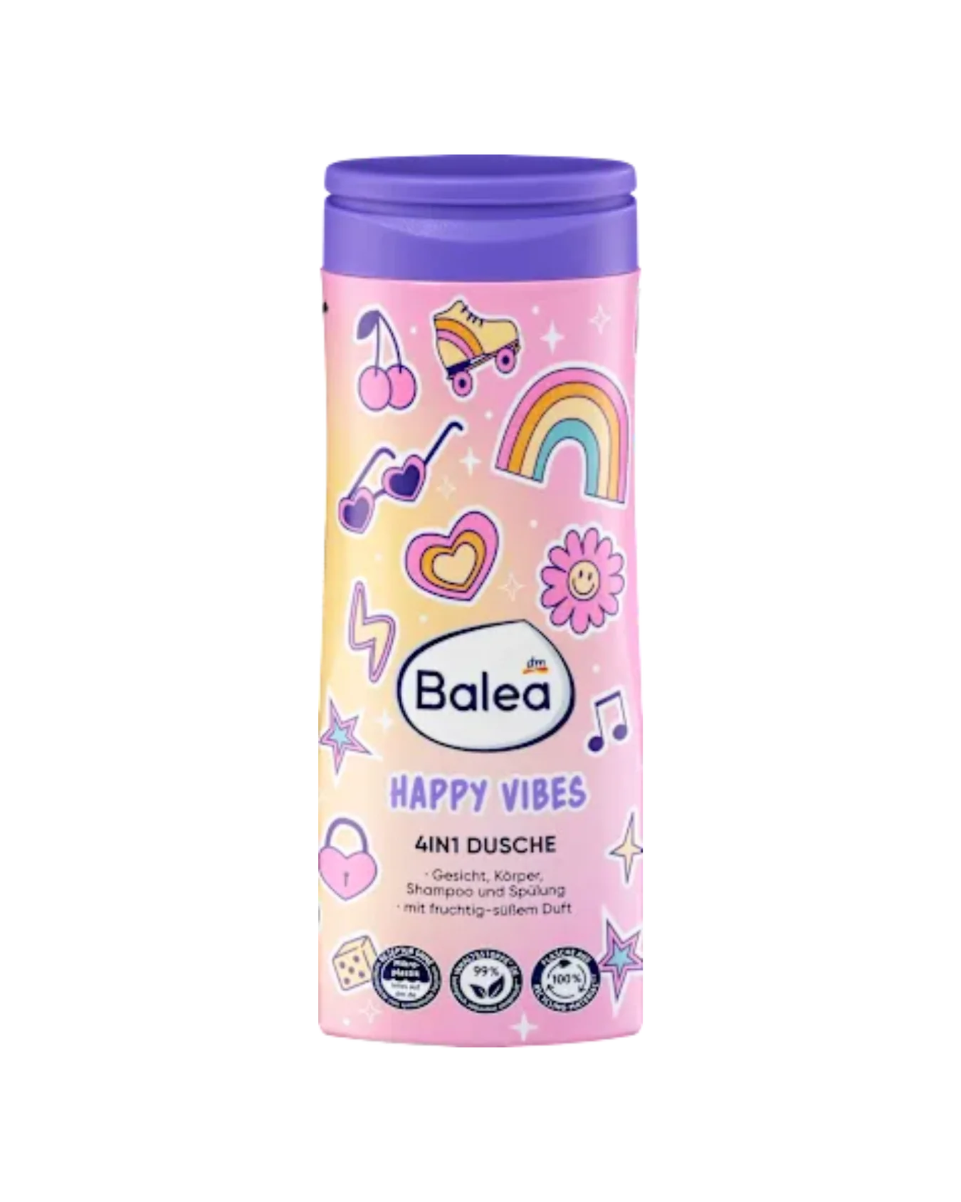 Balea Children's Shower Gel, Shampoo & Conditioner 4in1 Happy Vibes, 300 ml