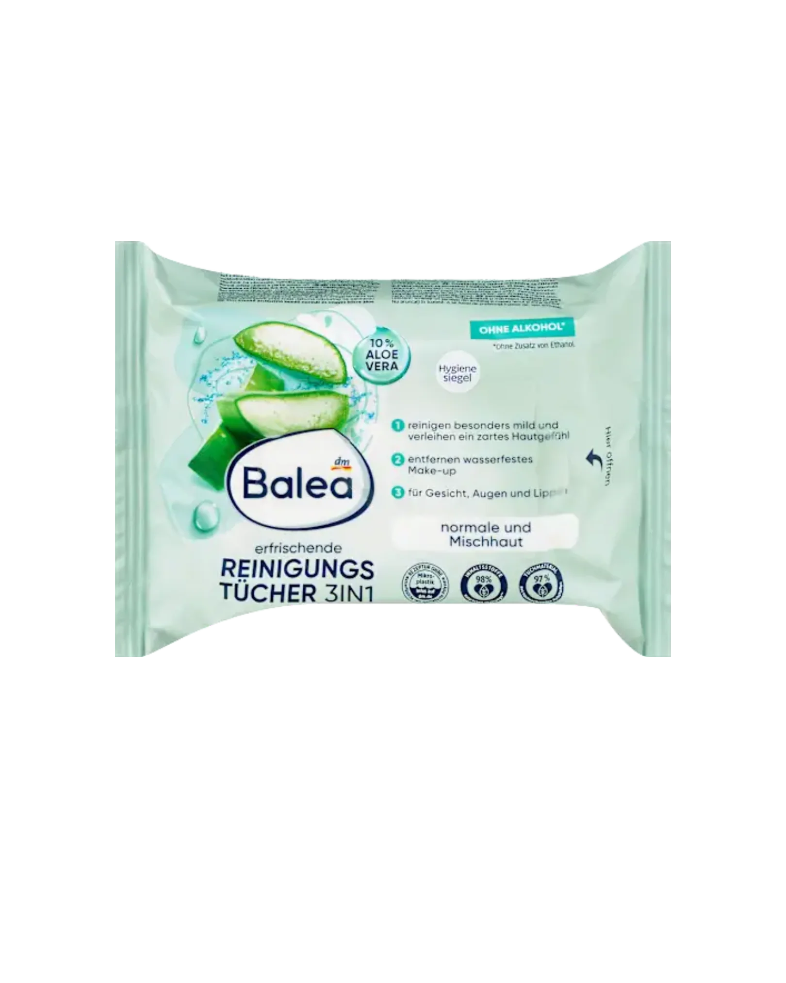 Balea 3-in-1 refreshing makeup remover wipes, 25 pcs
